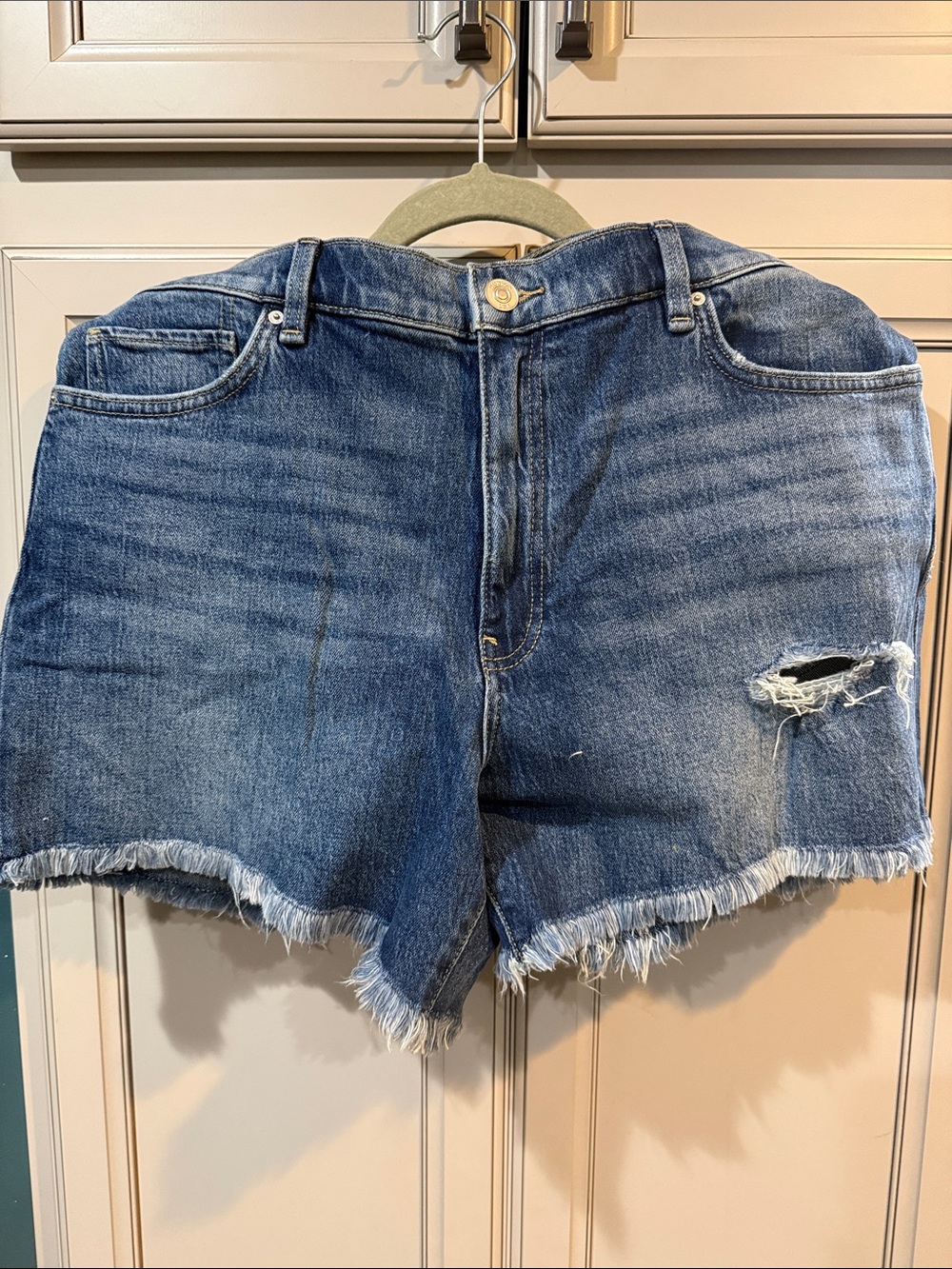 Hudson Jeans Frayed Hem Distressed Denim Shorts - Blue